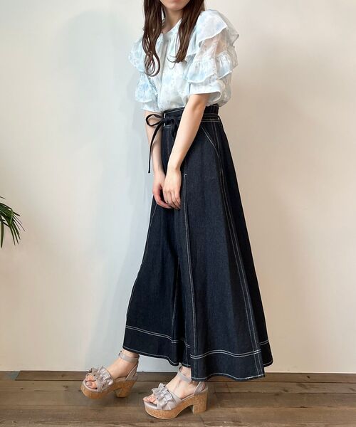 MAJESTIC LEGON（マジェスティックレゴン）の「ステッチLadyフレアスカート（スカート・レディース・ブラック/ネイビー/アイボリー・SMALL/MEDIUM）」の10枚目の写真