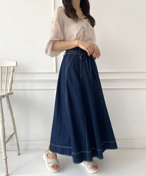 MAJESTIC LEGON（マジェスティックレゴン）の「ステッチLadyフレアスカート（スカート・レディース・ブラック/ネイビー/アイボリー・SMALL/MEDIUM）」の11枚目の写真