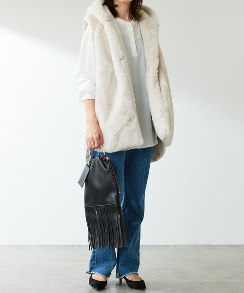 PAPILLONNER（パピヨネ）の「フリンジチャームバッグ/PAPILLONNER/パピヨネ（ショルダーバッグ・レディース・アイボリー/ブラック・FREE）」の20枚目の写真