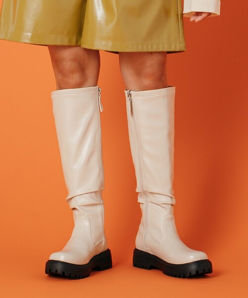 CITEN（シテン）の「＜CITEN＞トラックソール ロングブーツ（ブーツ・レディース・ブラック/オフホワイト・23cm/23.5cm/24cm/24.5cm）」の2枚目の写真