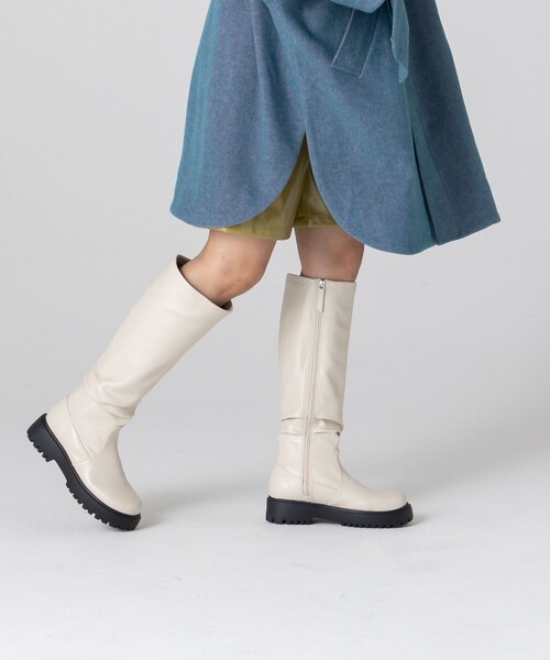 CITEN（シテン）の「＜CITEN＞トラックソール ロングブーツ（ブーツ・レディース・ブラック/オフホワイト・23cm/23.5cm/24cm/24.5cm）」の4枚目の写真