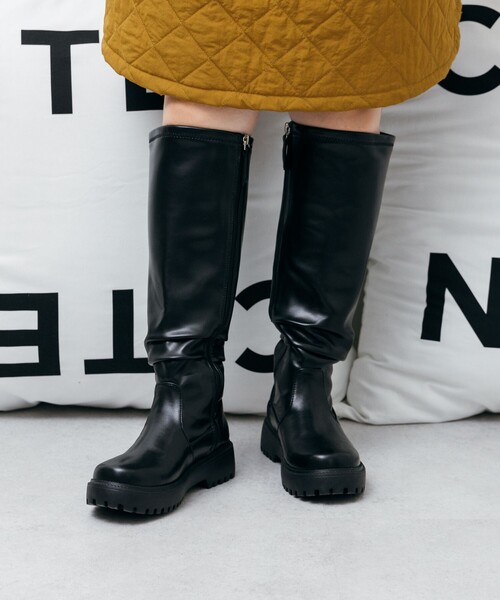 CITEN（シテン）の「＜CITEN＞トラックソール ロングブーツ（ブーツ・レディース・ブラック/オフホワイト・23cm/23.5cm/24cm/24.5cm）」の8枚目の写真