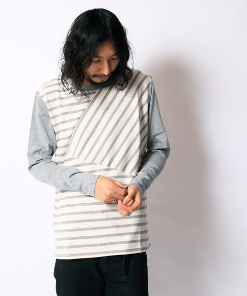 Palme d'Or(パルムドール)の「Palme d'Or パルムドール / SRANTING CUTSEW ボーダーカットソー(Tシャツ/カットソー・メンズ・グレー/ネイビー・SMALL/MEDIUM)」の6枚目の写真