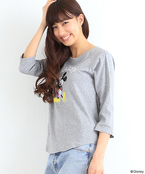 B:MING by BEAMS（ビーミングバイビームス）の「Disney ｜  B:MING / ＜ミッキーマウス＞7分袖Tシャツ（Tシャツ/カットソー・レディース・ブラック/グレー・ONE SIZE）」の7枚目の写真