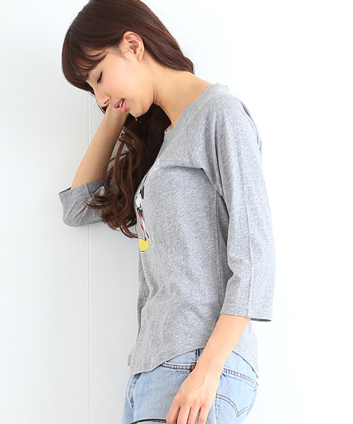 B:MING by BEAMS（ビーミングバイビームス）の「Disney ｜  B:MING / ＜ミッキーマウス＞7分袖Tシャツ（Tシャツ/カットソー・レディース・ブラック/グレー・ONE SIZE）」の9枚目の写真