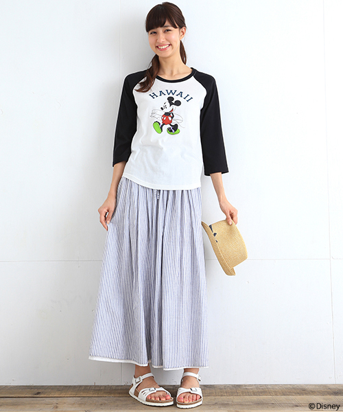 B:MING by BEAMS（ビーミングバイビームス）の「Disney ｜  B:MING / ＜ミッキーマウス＞7分袖Tシャツ（Tシャツ/カットソー・レディース・ブラック/グレー・ONE SIZE）」の5枚目の写真