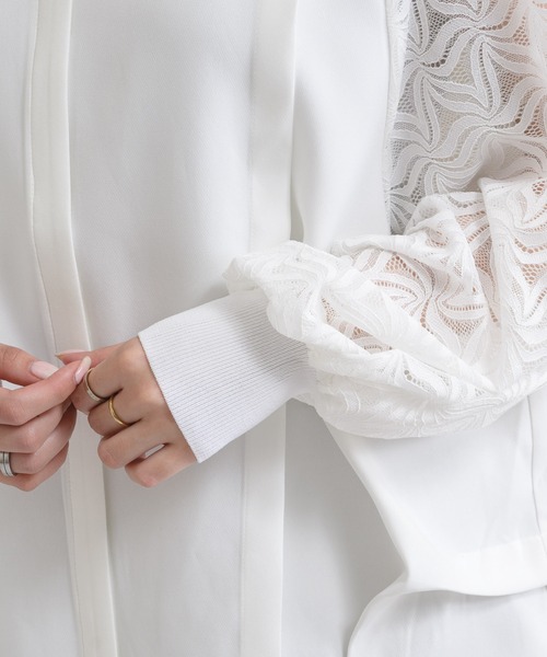 ROSIEE（ロージー）の「ROSIEE 袖レースブラウス（シャツ/ブラウス・レディース・ホワイト/ブラック・FREE）」の8枚目の写真