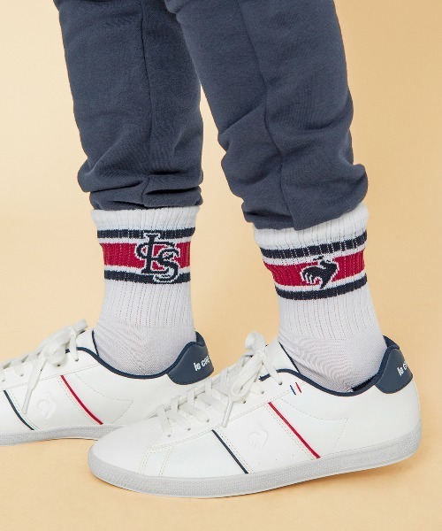 le coq sportif（ルコックスポルティフ）の「ルコック 2Pソックス(抗菌防臭)  スポーツウエア メンズ レディース ユニセックス トレーニングウエア アクセサリー 小物 ソックス 靴下（ソックス/靴下・メンズ・ホワイト×ネイビー/ブラック×ブルー・25-27/22-24）」の7枚目の写真