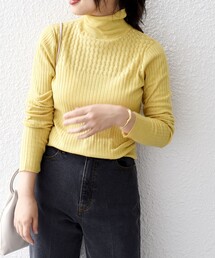 *〈手洗い可能〉アイレットタートルリブニット◆