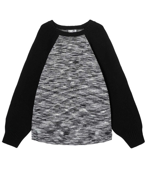 X-girl（エックスガール）の「MELANGE RAGLAN KNIT TOP（ニット/セーター・レディース・ブラック/イエロー/グリーン・ONE SIZE）」の4枚目の写真