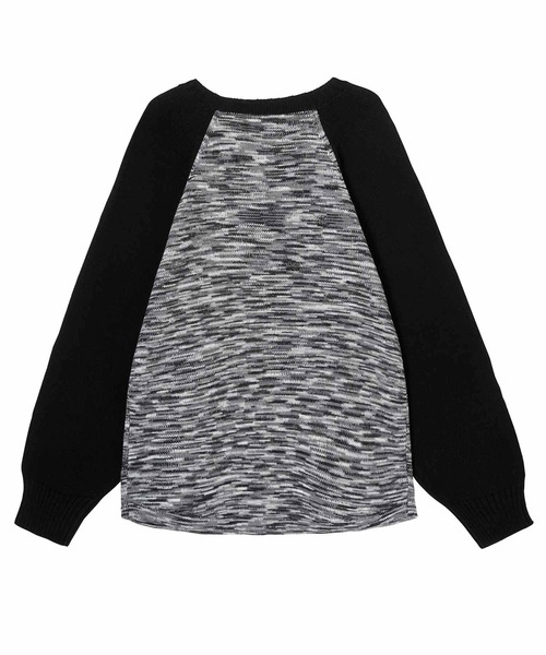X-girl（エックスガール）の「MELANGE RAGLAN KNIT TOP（ニット/セーター・レディース・ブラック/イエロー/グリーン・ONE SIZE）」の5枚目の写真
