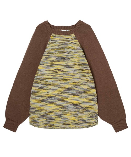 X-girl（エックスガール）の「MELANGE RAGLAN KNIT TOP（ニット/セーター・レディース・ブラック/イエロー/グリーン・ONE SIZE）」の13枚目の写真
