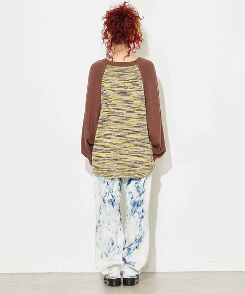 X-girl（エックスガール）の「MELANGE RAGLAN KNIT TOP（ニット/セーター・レディース・ブラック/イエロー/グリーン・ONE SIZE）」の16枚目の写真