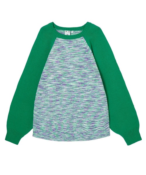 X-girl（エックスガール）の「MELANGE RAGLAN KNIT TOP（ニット/セーター・レディース・ブラック/イエロー/グリーン・ONE SIZE）」の19枚目の写真
