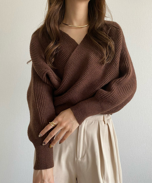callautia（カラウティア）の「リブクロスニットプルオーバー（ニット