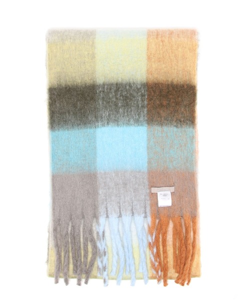 aunt lily（アントリリー）の「ふんわりヘアリー大判シャギーチェックマフラー（マフラー・レディース・イエロー/オレンジ/グリーン/ブラウン/ピンク/ライトピンク/グレー・FREE）」の9枚目の写真