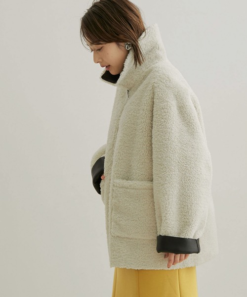 VIS（ビス）の「リバーシブルフェイクレザーボアブルゾン（ブルゾン