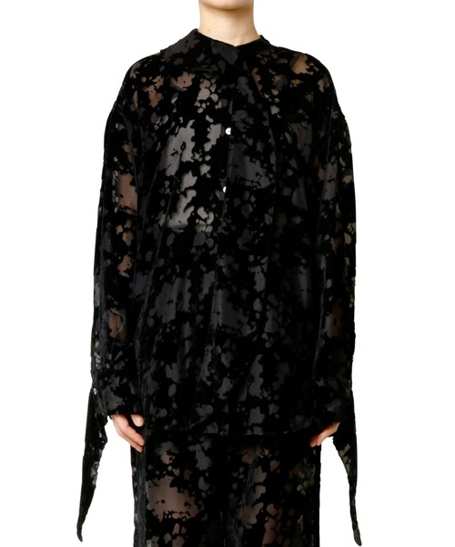 LE CIEL BLEU(ルシェルブルー)の「アブストラクトバーンアウトタイブラウス / Abstract Burnout Tie Blouse(シャツ/ブラウス・レディース・ブラック/グリーン・36)」の9枚目の写真