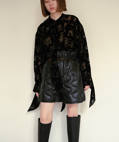 LE CIEL BLEU(ルシェルブルー)の「アブストラクトバーンアウトタイブラウス / Abstract Burnout Tie Blouse(シャツ/ブラウス・レディース・ブラック/グリーン・36)」の7枚目の写真