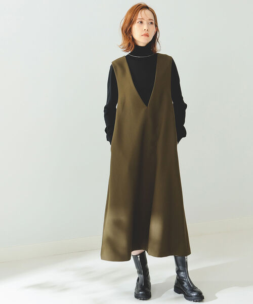 B:MING by BEAMS（ビーミングバイビームス）の「B:MING by BEAMS / タートルニット × サックワンピース（ワンピース・レディース・オリーブ/サックスブルー/ブラック×ホワイト・FREE）」の2枚目の写真