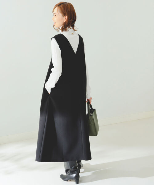 B:MING by BEAMS（ビーミングバイビームス）の「B:MING by BEAMS / タートルニット × サックワンピース（ワンピース・レディース・オリーブ/サックスブルー/ブラック×ホワイト・FREE）」の5枚目の写真