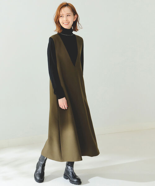 B:MING by BEAMS（ビーミングバイビームス）の「B:MING by BEAMS / タートルニット × サックワンピース（ワンピース・レディース・オリーブ/サックスブルー/ブラック×ホワイト・FREE）」の7枚目の写真