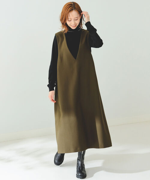 B:MING by BEAMS（ビーミングバイビームス）の「B:MING by BEAMS / タートルニット × サックワンピース（ワンピース・レディース・オリーブ/サックスブルー/ブラック×ホワイト・FREE）」の8枚目の写真