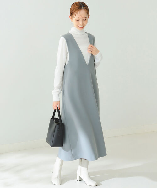 B:MING by BEAMS（ビーミングバイビームス）の「B:MING by BEAMS / タートルニット × サックワンピース（ワンピース・レディース・オリーブ/サックスブルー/ブラック×ホワイト・FREE）」の10枚目の写真