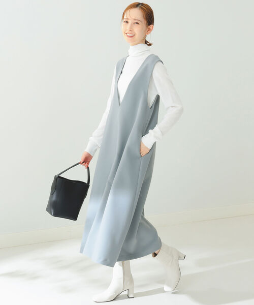 B:MING by BEAMS（ビーミングバイビームス）の「B:MING by BEAMS / タートルニット × サックワンピース（ワンピース・レディース・オリーブ/サックスブルー/ブラック×ホワイト・FREE）」の11枚目の写真