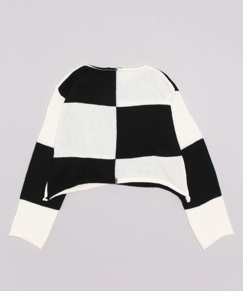 Figments(フィグメンツ)の「ブロックチェッククロップドニット(ニット/セーター・レディース・ブラック系その他・FREE)」の2枚目の写真