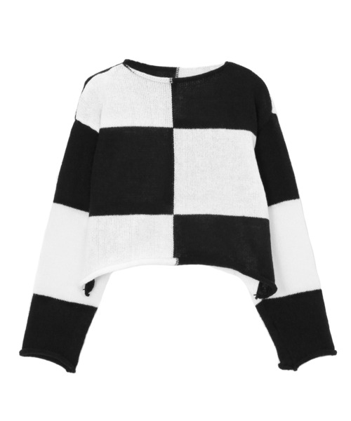 Figments(フィグメンツ)の「ブロックチェッククロップドニット(ニット/セーター・レディース・ブラック系その他・FREE)」の4枚目の写真