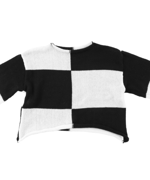 Figments(フィグメンツ)の「ブロックチェッククロップドニット(ニット/セーター・レディース・ブラック系その他・FREE)」の6枚目の写真