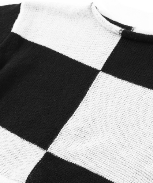 Figments(フィグメンツ)の「ブロックチェッククロップドニット(ニット/セーター・レディース・ブラック系その他・FREE)」の7枚目の写真