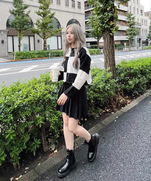 Figments(フィグメンツ)の「ブロックチェッククロップドニット(ニット/セーター・レディース・ブラック系その他・FREE)」の10枚目の写真