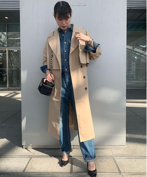 Johnbull（ジョンブル）の「コットンナイロンタフタ3WAYトレンチコート（トレンチコート・レディース・ダークグリーン/ベージュ・FREE）」の7枚目の写真