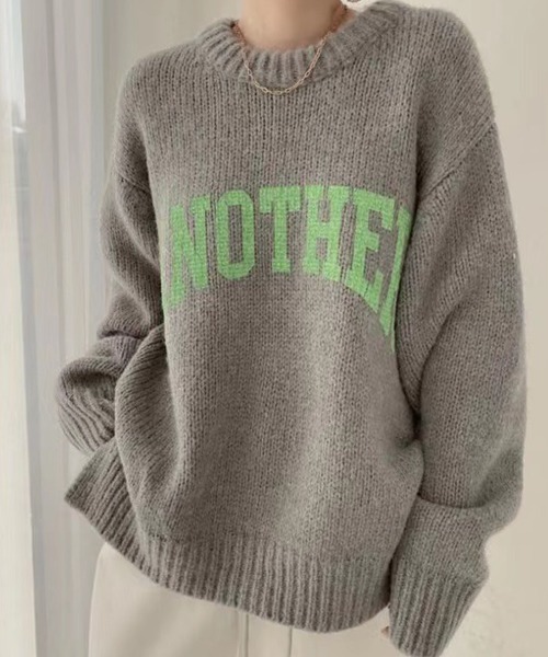 ROOPTOKYO(ループトウキョウ)の「ロゴプルオーバーニット(ニット/セーター・レディース・グリーン/グレー/ベージュ/ホワイト・FREE)」の3枚目の写真