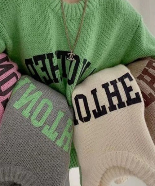 ROOPTOKYO(ループトウキョウ)の「ロゴプルオーバーニット(ニット/セーター・レディース・グリーン/グレー/ベージュ/ホワイト・FREE)」の2枚目の写真