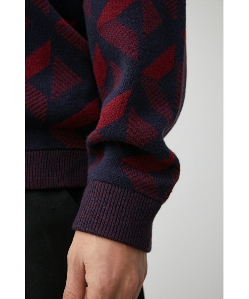 AZUL by moussy（アズールバイマウジー）の「RETRO PATTERN CARDIGAN/レトロパターンカーディガン（カーディガン/ボレロ・メンズ・キャメル/ボルドー/ブラック系その他・LARGE/MEDIUM）」の4枚目の写真