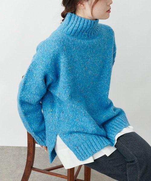 PUAL CE CIN（ピュアルセシン）の「ネップニットハイネックプルオーバー（ニット/セーター・レディース・ブラウン/ブルー/グレー・FREE）」の3枚目の写真