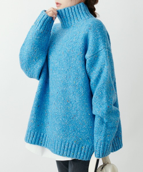 PUAL CE CIN（ピュアルセシン）の「ネップニットハイネックプルオーバー（ニット/セーター・レディース・ブラウン/ブルー/グレー・FREE）」の5枚目の写真