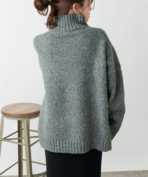 PUAL CE CIN（ピュアルセシン）の「ネップニットハイネックプルオーバー（ニット/セーター・レディース・ブラウン/ブルー/グレー・FREE）」の7枚目の写真