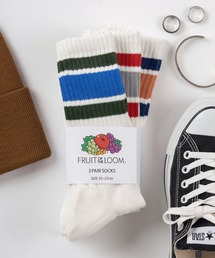 FRUIT OF THE LOOM（フルーツオブザルーム）の「【Fruit of the Loom/フルーツオブザルーム】ミドル丈 リブラインソックス 3Pセット（ソックス/靴下）」