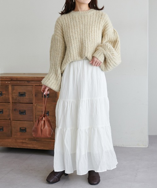 DISCOAT（ディスコート）の「【サイズ展開あり】サテンワッシャーボリュームティアードスカート《WEB限定》（スカート・レディース・ホワイト/ブラック/オフホワイト・FREE/MT/SP）」の15枚目の写真