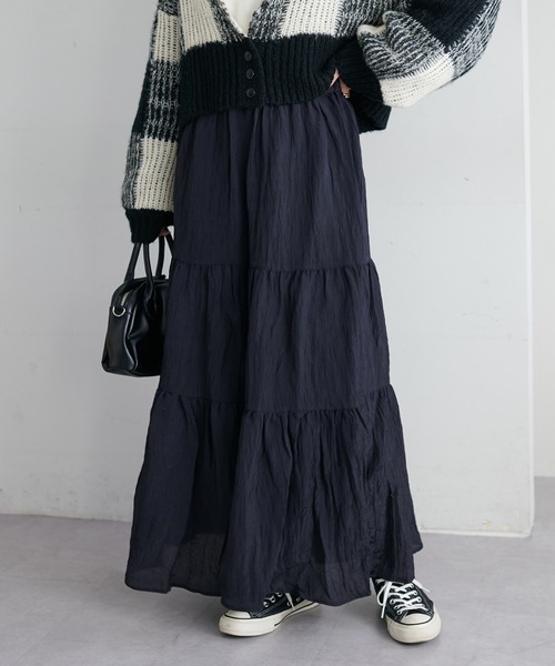 DISCOAT（ディスコート）の「【サイズ展開あり】サテンワッシャーボリュームティアードスカート《WEB限定》（スカート・レディース・ホワイト/ブラック/オフホワイト・FREE/MT/SP）」の12枚目の写真