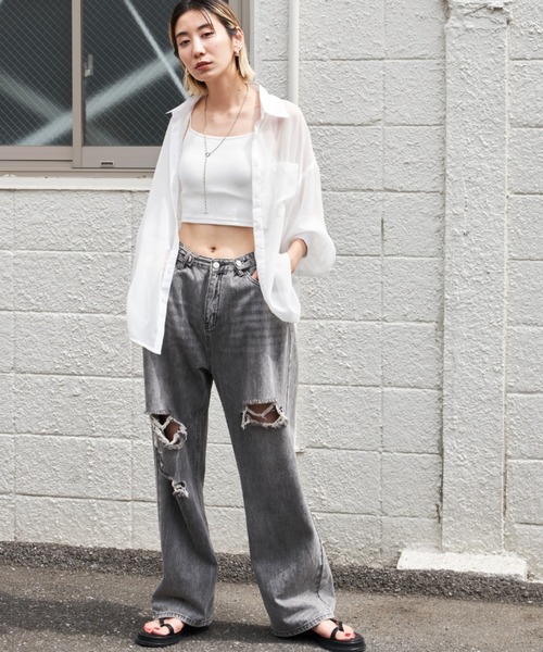 Auntie Rosa Holiday（アンティローザホリデー）の「ジョーゼットシアーレギュラーカラーシャツ（シャツ/ブラウス・レディース・ピンク/オフホワイト/ブルー/ブラック・FREE）」の17枚目の写真