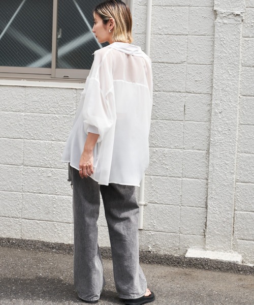 Auntie Rosa Holiday（アンティローザホリデー）の「ジョーゼットシアーレギュラーカラーシャツ（シャツ/ブラウス・レディース・ピンク/オフホワイト/ブルー/ブラック・FREE）」の22枚目の写真