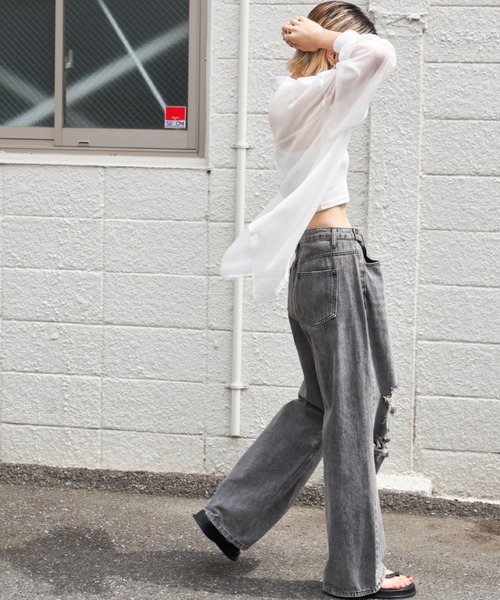 Auntie Rosa Holiday（アンティローザホリデー）の「ジョーゼットシアーレギュラーカラーシャツ（シャツ/ブラウス・レディース・ピンク/オフホワイト/ブルー/ブラック・FREE）」の21枚目の写真