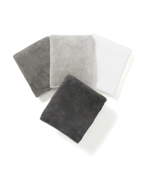 マイクロファイバー フェイスタオル 4枚セット グレー（タオル