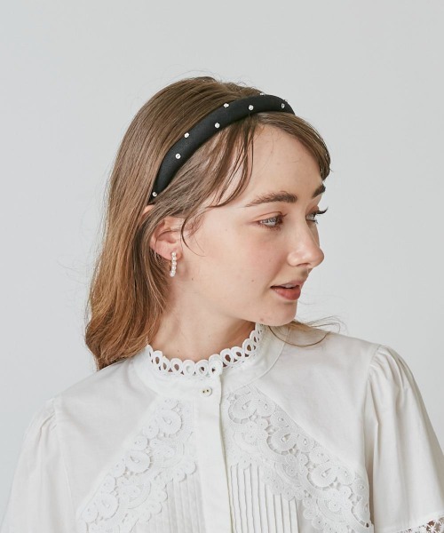 Chapeau d' O（シャポードオー）の「Chapeau d' O  Thin Stone Headband（カチューシャ・レディース・グリーン/ブラウン/ブラック・FREE）」の6枚目の写真