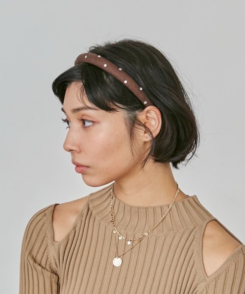 Chapeau d' O（シャポードオー）の「Chapeau d' O  Thin Stone Headband（カチューシャ・レディース・グリーン/ブラウン/ブラック・FREE）」の11枚目の写真